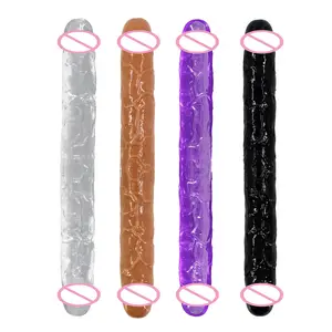 New TPE Crystal Super Large Simulation Double-headed Penis Masturbation Lesbian Thick Dildo Adult Sex Toys