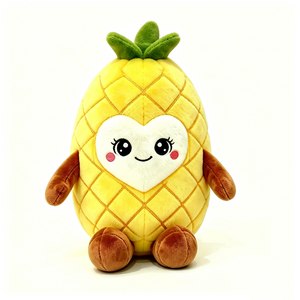 Peluche de piña sonriente personalizado, personaje de peluche de piña de dibujos animados, peluche de piña con cara en forma de corazón - Product Image 3