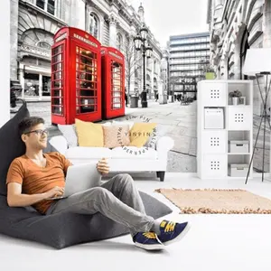 Street telephone booth landscape self-adhesive removable wall mural wallpaper