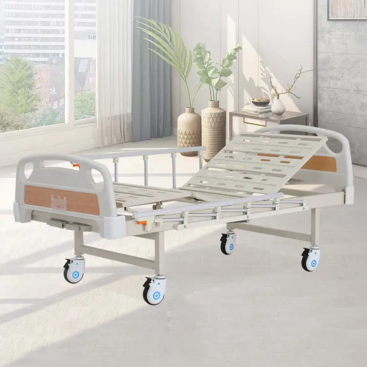 Fabricantes de mobiliário hospitalar 2 Função Dois Manivela Manual de Cama Ajustável Cama De Enfermagem Médico Paciente Com Deficiência
