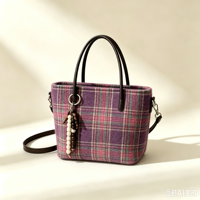 Tas Tote Tartan Skotlandia Kustom dengan Logo, Tas Belanja Motif Kotak-kotak, Tas Selempang Warisan Skotlandia untuk Grosir Inggris