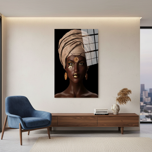 Elegante Obra de Arte Impresa en Lienzo con Mujer Africana para Decoración del Hogar, ARTE EN VIDRIO TEMPLADO - Product Image 3