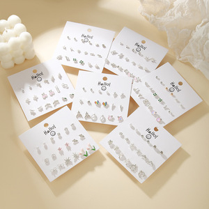 Juego de 9 Pares de Aretes de Aleación con Forma de Flor y Corazón, Estilo Princesa, para Uso Diario, Regalo de Joyería para Mujer - Product Image 1