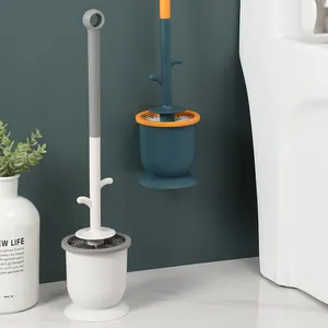 Sikat dan Holder Toilet terpasang di dinding ramah lingkungan plastik murah dengan pegangan plastik yang dirancang untuk Pembersihan rumah