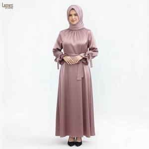 कस्टम नई शैली इड अबाया दुबाई मुस्लिम पोशाक महिला सऊदी अरब टर्की पॉलिएस्टर फीता-अप महिला मुस्लिम पोशाक - Product Image 2