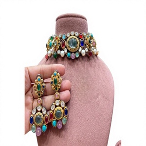 Elegante Juego de Collar y Aretes de Moissanita Chapados en Oro de Latón de Primera Calidad para Mujer, Ideal para Bodas y Fiestas - Product Image 2
