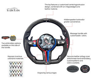 Volant modifié en cuir beige avec ligne blanche perforée SOON TODA pour <span class=keywords><strong>Mercedes</strong></span> Benz a GLA B GLB C <span class=keywords><strong>GLC</strong></span> E GLE CLS ZC-809-P70-F - Product Image 4