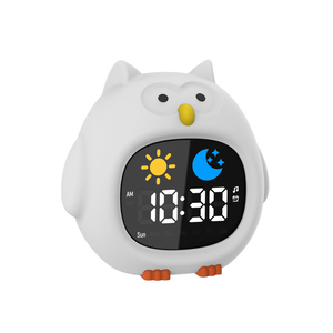 Calmante ayuda para dormir luz nocturna máquina de sonido simulación de Color amanecer despertar lámpara de noche Ideal reloj despertador en forma de búho para niños - Product Image 1