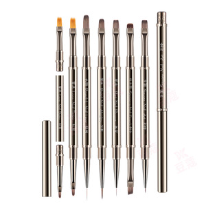 Pinceau à ongles double embout en gros, manche métallique, stylo de peinture au gel pour détails, logo personnalisé pour manucure - Product Image 1