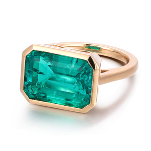 Provence <strong>Jewelry</strong> Lab Grown <strong>Emerald</strong> Ring Solid 14K Yellow Gold 10*14mm <strong>Emerald</strong> Cut Colombia <strong>Emerald</strong> Ring Fine <strong>Jewelry</strong> for Women - Product Image 3