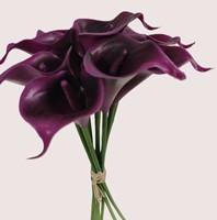 Bouquet de 9 lys calla artificiels haut de gamme faits à la main en colle souple, style européen, pour la décoration de la maison, du salon et de la table basse