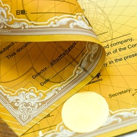 Certificat de sécurité personnalisé avec logo en feuille d'or estampé à chaud, impression de certificat d'authenticité avec fil métallique