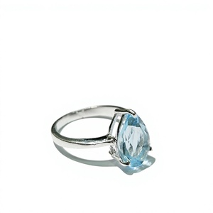 Elegante Anillo de Topacio Azul en Forma de Pera, Anillo Solitario de Plata 925 con Gota de Lágrima, Joyería de Boda de Alta Calidad para Mujer - Product Image 2