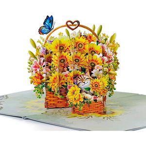 Basket 3D Pop-Up Greeting Card Mother's Day Gift 4 Color Paper Die Cutting Printing Rectangle <b>Matte</b> <b>Varnishing</b> - Product Image 6
