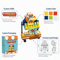 Set de Bloques de Construcción de Carrito de Comida con Diseño de Sushi Personalizado, Mini Modelo de Ensamblaje DIY con Piezas de Pescado y Arroz para Exhibición en Escritorio y Juego Creativo
