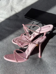 2023 collezione primavera estate nuova rosa tacchi alti a spillo da <span class=keywords><strong>donna</strong></span> <span class=keywords><strong>sandali</strong></span> con cinturino Open Toe lettere di strass Top da esterno - Product Image 6
