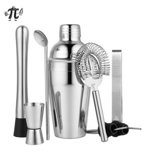 من المصنع مباشرة 8 قطع 18 أونصة مرآة من الفولاذ المقاوم للصدأ طقم شاكر كوكاتيل حديث طقم أدوات أدوات باروير متينة وصديقّة - Product Image 1