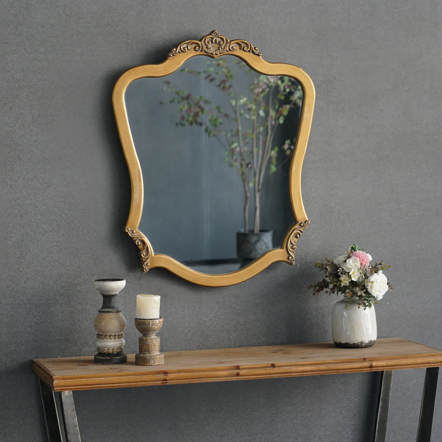 YUNFEI Vintage Large Mirror Big French Style