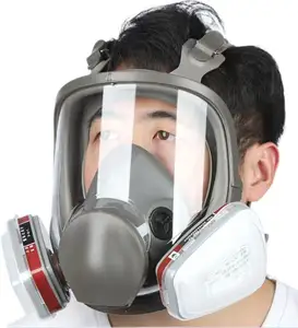 Dubbele Patroon Gasmasker Full Face Anti Stof Verf Chemische Luchtverontreiniging Maskeren Ademhalingsbescherming