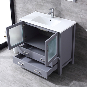 Meuble-lavabo de salle de bain haut de gamme de 36 pouces avec vasque en céramique et caractéristiques résistantes à l'eau - Product Image 3
