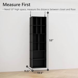 Multifunctional 12-Compartment Hanging Closet Storage Bag Fabric Organizer in Black for Clothing Purchase Product - Product Image 5