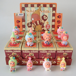 Figura de juguete Chibi flocada de caja sorpresa con disfraz de animal con capucha y orejas de conejo, set de caja misteriosa en tonos pastel para decorar escritorio y estantería - Product Image 2
