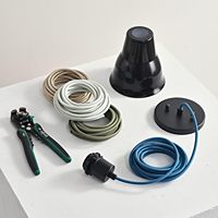 Cable Eléctrico Aislado de PVC Multifilar con Revestimiento de Tela Negra BRIGHTTIA, Cable Textil de 16 Pies para Lámparas Colgantes