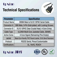 Cable Serial DB9 Macho a RJ10 10P4C OEM de Fábrica, UL2464 26AWG RS232, para Sistemas de Control de Asistencia, PLC e Instrumentos