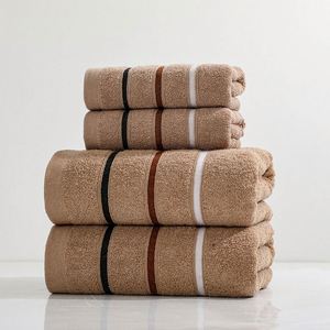Serviette de bain en coton à rayures avec logo personnalisé, design color block, douce et absorbante, idéale pour la maison - Product Image 4
