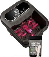 Bassin de pédicure pliable électrique en céramique chauffant avec jets d'eau, spa pour les pieds à bulles, masseur infrarouge à contrôle de minuterie, favorise la relaxation