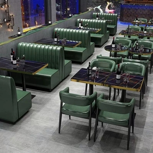 Café comercial cuero Metal mármol restaurante mesas comida rápida Banco cuadrado sofá muebles cabina asientos con juego de sillas - Product Image 3