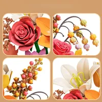 Meiji 13121 2026 Nouveau MOC Bouquet de roses Modèle de montage floral botanique Décoration de bureau Saint-Valentin Cadeaux Ensembles de blocs de construction