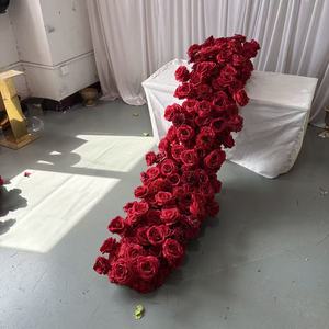 IFG Neue Produkte Elegante 2 Meter Rote Hochzeitstisch-Blumenläufer Reihenarrangement für Hochzeitsdekoration - Product Image 6