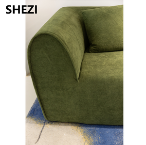Divano Sezionale Angolare Moderno Shezi in Tessuto <span class=keywords><strong>Verde</strong></span> Imbottito in Schiuma, Resistente, per Appartamenti e Salotti di Hotel - Product Image 4