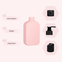 Bouteille carrée en PE rose nude de qualité supérieure OEM/ODM avec bouchon à clapet pour emballage de produits de soin personnel (shampoing, gel douche, lotion)
