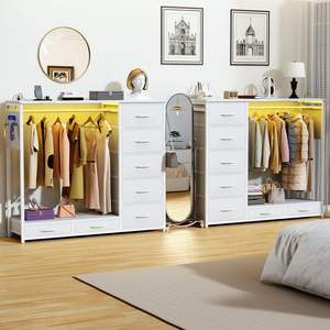 Cómoda de Almacenamiento <span class=keywords><strong>con</strong></span> 7 Cajones para Dormitorio Infantil, Color Blanco, <span class=keywords><strong>con</strong></span> Ganchos para Colgar Ropa - Product Image 3