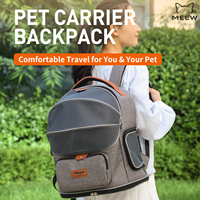 Sac à dos respirant pour animaux de compagnie en maille intégrale, design vintage avec étiquette en cuir, pliable, pour le transport de chats en extérieur
