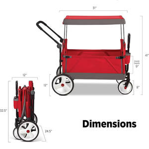 Carro de <span class=keywords><strong>cochecito</strong></span> con arnés de seguridad de 5 puntos para niños de 1 año en adelante, carro de empuje y tracción con dosel - Product Image 3