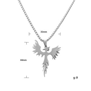 Collier pendentif Phénix en acier inoxydable pour homme, design animal géométrique, style punk rétro 23025 - Product Image 5