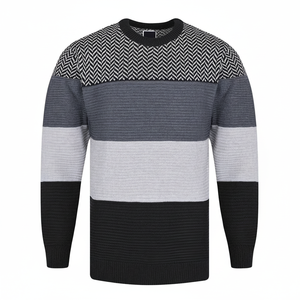 Suéter de punto de cable 9GG Unisex, cárdigan de invierno con estilo cálido, botón, estampado informal, bordado frontal de tripulación multicolor - Product Image 1