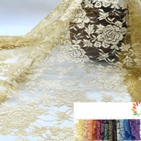 Kain Renda Metalik Emas Multi Warna Benang Emas Motif Bunga Mawar Kain Renda Metalik Perak Berkilauan Ringan untuk Gaun Tari