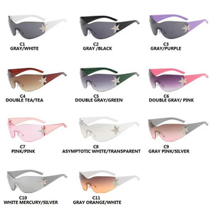 Lunettes de soleil créatives sans monture, avec logo étoile à cinq branches, intégrées, nouvelle tendance, style urbain - Product Image 4