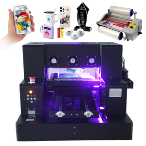 Impresora de cama plana UV <span class=keywords><strong>A3</strong></span> A4, mini impresora UV de inyección de tinta multicolor digital para funda de teléfono, impresora UV de un solo paso - Product Image 1