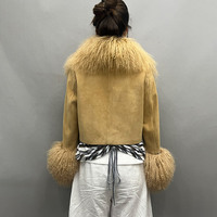 Manteau d'hiver de luxe pour femme 2026 en vraie laine, trench-coat chaud et tendance avec garniture en fourrure de mouton de Mongolie véritable