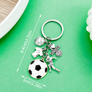 Soccer Player <b>Keychain</b> Zinc Alloy Simulation Football Charm Portable Gift for DIY Accessories - Product Image 3