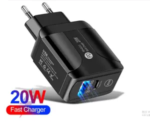 20W USB A พร้อมที่ชาร์จ USB C 2พอร์ต Typ-C ที่ชาร์จ PD สำหรับที่ชาร์จแอนดรอยด์สำหรับ iPhone Samsung Huawei Google Pixel และอื่นๆ