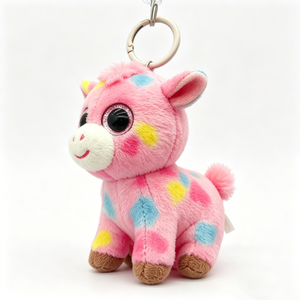 Customized Mini giraffe plush bag charm,Pink giraffe plush charm,Plush giraffe keychain,<b>Cute</b> giraffe stuffed animal keyring - Product Image 1