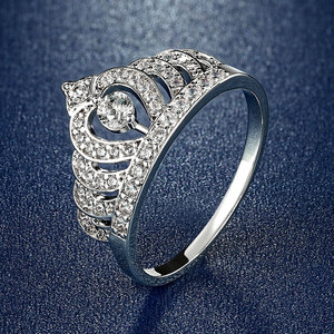Nuovo Anello Corona da Regina con Fiore e Decorazioni Iced Out, per Matrimoni, Hip Hop, Moda, per Donne - Product Image 2