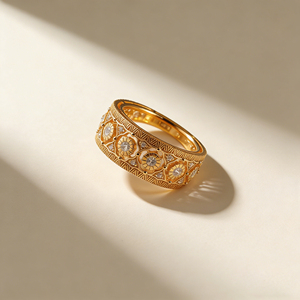 Anillo de compromiso romántico unisex de oro macizo chapado en oro de 10K/14K con diamante cultivado en laboratorio, certificado IGI, para aniversario. - Product Image 1