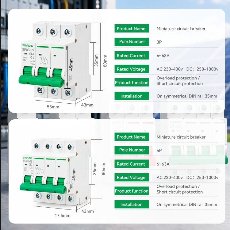 CCE DZ47-63 2P 3P 4P 1P+n 6A 10A 16A 20A 25A 32A 40A 50A 63A 4.5kA 6KA 2P Solar Pv DC MCB Electrical Miniature Circuit Breakers · image 5